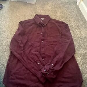 Eddie‎ Bauer Mens Burgundy Button Down Long Sleeve Casual Shirt